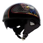 Hot Leathers HLD1037 Gloss Black 'Up Wing Eagle USA' Advanced DOT Helmet with Drop Down Tinted Visor - Small