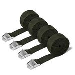 4 Pack Ratchet Tie Down Straps, Heavy Duty Tensioning Belts Adjustable Lashing Straps for Motorcycle,Cargo, Trailer,Trucks,SUP Kayak,Luggage,3M x 25mm(green)