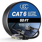 Ultra Clarity Cables Ethernet Cable Cat6 15M/50ft High-Speed 10Gbps LAN Cable with Gold Plated RJ45 Connector for Router, Modem, PC, Switches, Hub, Laptop, Black, 1 Pack