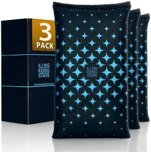 KING KONG STATE Rechargeable Desiccant Dehumidifier Bag 3-Pack - Moisture Absorbing Bag 3x 200g with Reusable Silica Gel for (Gun-) Safes, Storage Bins and Cars