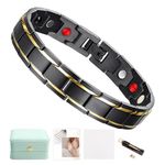 Magnetic Bracelet for Men, Stainless Steel 4 Elements Magnetic Bracelets, Adjustable Length Magnetic Field Therapy jewelry with Sizing Tool(Gift box packaging)