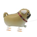 Walking Pet Pug Foil Balloon (55cm) - Adorable Fawn-colored Design Gift - Perfect for Party Decoration & Themed Parties - 1 Pc