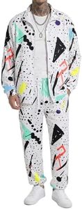 Arssm Retro 80s 90s Outfit Sets for Men Vintage Jacket and Joggers Sweatpants 80s Tracksuit Streetwear(White-M)