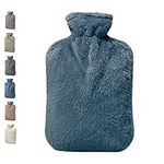 BICAREE Hot Water Bottle with Cover, 2L PVC Hot Water Bag for Neck, Shoulder Pain and Hand Feet Warmer, Menstrual Cramps, Hot Compress and Cold Therapy(Blue Ashes)