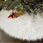 AISENO 48 Inch Christmas Tree Plush Skirt Decoration for Merry Christmas Party Faux Fur Christmas Tree Skirt Decorations