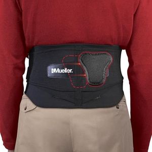 Mueller Adjustable Lumbar Support Back Brace with Removable Pad, Black, Plus Size (50" - 70" waist)