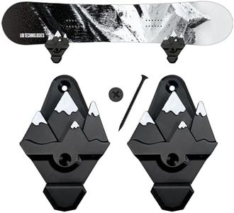 Innovative 3D Printing Snowboard Wall Mount with Hooks, Universal Design, Snowboard Rack, Space Saver, Wall Art (Black & White Mountains)