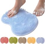 Silicone Shower Foot Scrubber Mat, Upgraded Wall Mounted Slip Suction Cups Foot Scrubber Cleaner, 2026 New Foot Back Cleaning Pad Back Washer Back Exfoliating Bath Wash Pad (Blue)