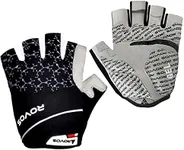 ROVOS Cycling Gloves Gel Men Bike Gloves Biking Gloves Half Finger Bicycle Gloves- Anti Slip Shock Absorbing 5mm Padded Breathable Mountain Bike Gloves for Women (Black,Medium)