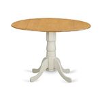 East West Furniture DLT-OLW-TP Dublin Round Table with Two 9" Drop Leaves in Oak and Linen White Finish