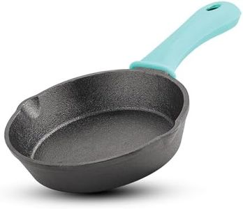 BERGNER Eco Cast Iron 15cm Skillet, Pre-Seasoned Loha Frypan, Even Heat Distributor, Retains Heat to Enhance Flavor, Comes with Silicone Sleeve, Healthy Cooking - Induction Base and Gas Stove Ready