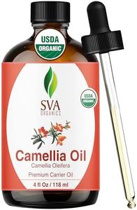 SVA Camellia Seed Oil Organic - 4 Fl Oz – 100% Natural Cold Pressed Organic Camellia Oil - for Face, Skin Care, Hair Care, Scalp Massage & Body Massage – Carrier Oil with Dropper