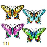 crayfomo 4 PCS Large Metal Butterfly Wall Decor Art Ornaments Outdoor Garden Yard Wall Hanging Sheds Fence Decoration