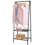 Youyijia Small Clothe Rack Heavy Duty Metal Garment Rack 60cm x 151cm Garment Rail with Shelves Coat Stand Hanging Rail (Black)