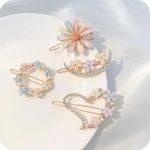 Afrodite Women Hair Clips - Fashion Style Pearls Hair Clips Barrettes Sweet Artificial Macaron Acrylic Resin Hairpins for Women,Ladies and Girls Headwear Styling Tools Hair Accessories (Flower Pearl)