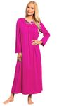 Shadowline Women's Petals 53 Inch Sleeve Long Gown, Raspberry, 3X