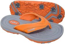 ZORIZ Golf Sandals for Women and Men, Golf Thong Flip Flops With Removable Soft Spikes, Golf Footwear With Deeper Heel Cup and Higher Sidewalls for Secure Comfort, Orange, Men’s 13