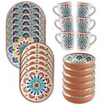 Purely Home Rio Medallion - Outdoor/Camping/BBQ Dinnerware Plastic/Outdoor Drinkware Melamine -Sets (24)