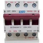 125 Amp Changeover Switch with Busbar, Generator / Mains Transfer, Single Phase, Din Rail Mount