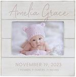 Personalization Universe Personalized Simple and Sweet Baby Girl Shiplap Frame 4x6 Horizontal Picture Frame - Rustic Whitewashed Wood Photo Frame, Newborn & Family Pictures, Tabletop, Easel Back