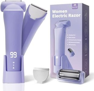 krofaue 2-in-1 Bikini Trimmer for Women - Double Blades Waterproof Womens Electric Shaver for Legs, Underarms, Bikini Line - Wet & Dry USB Rechargeable Electric Razors for Women with LED Display
