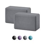 Gaiam Essentials Yoga Block (Set Of 2) - Supportive Latex-Free Eva Foam Soft Non-Slip Surface For Yoga, Pilates, Meditation, Grey