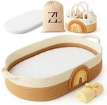 ZEAL'N LIFE Baby Changing Basket w/Diaper Basket, Baby Blanket & Baby Changing Pad and Waterpoof Cover, Premium Handmade Cotton Rope Reinforced Moses Baskets Changing Table Topper (Coffee)