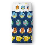 Pokemon Officially Licensed Single Kids Duvet Cover Set | Pikachu Bulbasaur Charmander Squirtle Design Reversible 2 Sided Bedding with Matching Pillowcase |Childrens Single Bed Set