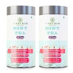 First Bud Organics Mint Tea - 100gm x 2| Refreshing, Soothing Herbal Blend | Pure Peppermint Leaves, Caffeine-Free | Digestive Health and Relaxation