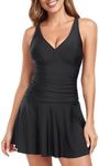 RELLECIGA Women's Black V Neck Ruch