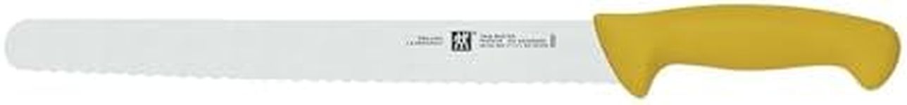 ZWILLING Twin Master 11.5" Carving Knife with Scalloped Edge | 57 Rockwell Hardness | Ergonomic Non-Slip Synthetic Resin Yellow Handles with Enclosed Tang | Made in Spain