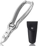 BEZOX Heavy Duty Podiatrist Toenail Clippers for Thick and Ingrown Nails, Stainless Steel Toe Nail Clipper, Pordiatry Ingrwon Toenail Tools - Silver