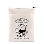 KUIYAI Book and Cats Book Sleeve Black Cat Book Cover Librarian Gift Book Lover Gift for Her (Once Upon Book&cat)