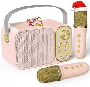 Mini Karaoke Machine for Kids with 2 Wireless Microphone, Portable Bluetooth Speaker, Kids Karaoke Machine to Sing Anywhere, for Girls, Ideal for Party, Birthday, Family Meeting