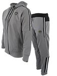 HLY Men's Zipper Hooded Tracksuit Set Side Patti Stripe design (S, Grey)