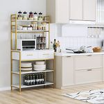 HOCSOK 5-Tier Kitchen Rack, Baker's Rack with with Hooks and Drawers, Storage Shelf for Kitchen, Dining Room, Living Room, 80 x 40 x 170CM