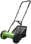 ForesTurf 12-Inch Push Reel Lawn Mower: Eco-Friendly, Precision Steel Blades, Adjustable Heights & Efficient Grass Catcher, Green