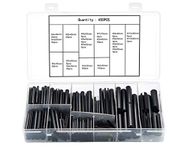 Slotted Spring Pin Roll Pins Assortment Set Steel Split Spring Dowel Tension Roll Pins Metal Hardware Assortment Kit Hollow Spring Pins Mixed Sizes Black 450pcs