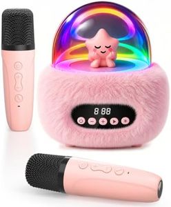 Aadmd Plush Mini Karaoke Machine Toy for Kids, 2 Wireless Mics,Girl Gift