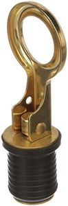 Attwood 7524A7 Snap-Handle Drain Plug, For 1-Inch-Diameter Drains, Locks in Place, Brass Handle, Rubber Plug