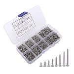 VooGenzek 800 PCS Cross Head Self Tapping Screws, Silver Self-Tapping Screws, Small Screw Carbon Steel Screws, Pan Head Micro Screws with Plastic Box, for Plastic Wood Soft Metal M2