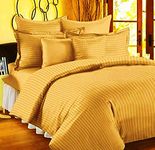 Trance Home Linen Zippered 100% Cotton 200TC Satin Stripe King Size Duvet Cover Quilt Cover Blanket Cover Razai Comforter Cover with 2 Pillow Covers (102 x 110 inch, Golden Yellow)