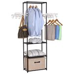 WOLTU Clothes Rail Wardrobe Storage, Coat Rack Stand Storage 3 Shelves 4 Hangers and hook SR0027