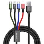 Baseus 4in1 Charging Cable Lightning, 2x USB-C and Micro-USB (1.2m cable suitable for iPhone 12, iPhone 11, iPhone XS, iPhone 6, Android, and many more), Black