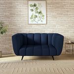 wakeup INDIA Mushy Premium Fabric Sofa Set | 2 Seater Sofa | Pocket Spring Cushion | Padded Cushioned Armrest | Metal Leg with Golden Polish (Berry Blue, Seating-2) | 3 Years Warranty