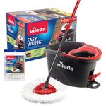 Vileda EasyWring Spin Mop System with 1 Extra Head Refill | Machine Washable & Reusable Mop Head | Hands-Free Wringing Mop Bucket | Extendable Handle | Safe on All Floor Types