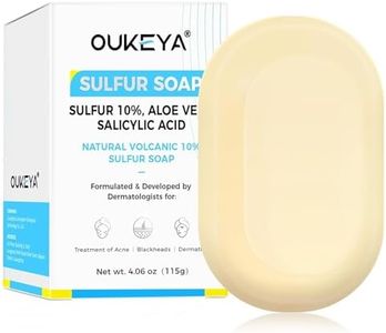 OUKEYA Sulfur Soap with 10% Sulfur, 2% Salicylic Acid, Gentle Cleanser for Face & Body, Sulphur Soap Bar with Goat Milk & Tea Tree Oil, Hydrating Aloe & Hyaluronic Acid (1Pack)