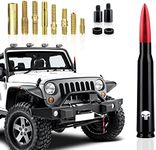 jeseny 1 PC Car Bullet Antenna, for GM Chevy Silverado 1500 2500 3500 HD Avalanche GMC Sierra 1500 2500 3500 Denali Heavy Duty Pickup Trucks, with 8 Brass Screw Fittings + 2 Spacers (5.4" #Red)