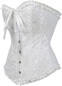 Hengzhifeng Corsets and Bustiers for Women Boned Embroidered Top Plus Size (AU 4-6,White)