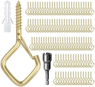 Ticway 110 PCS Q-Hanger Hooks for String Lights, Ceiling Hangers for Plants & Wind Chimes, Christmas Decorations Outdoor Hooks Gold